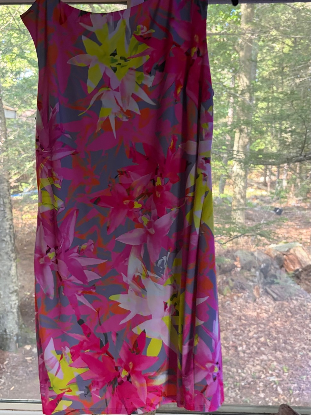 Trina Turk Pink, Gray & Neon Floral Mini Dress